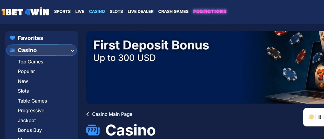 1Bet4Win Casino – visão geral da plataforma